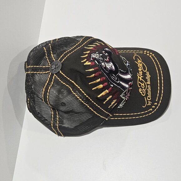 Ed Hardy by Christian Audigier Panther Trucker Hat Y2K 2000s Snapback OS - Picture 5 of 10